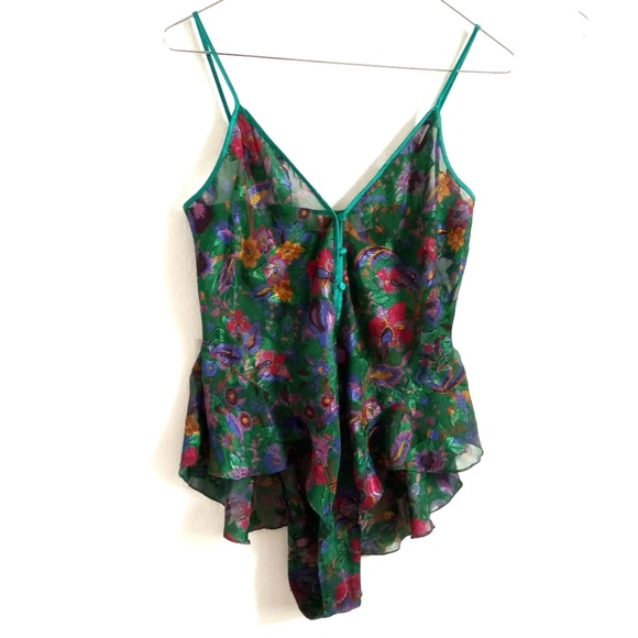 Victoria's Secret Other - Victoria's Secret Vintage Green Floral Teddy S